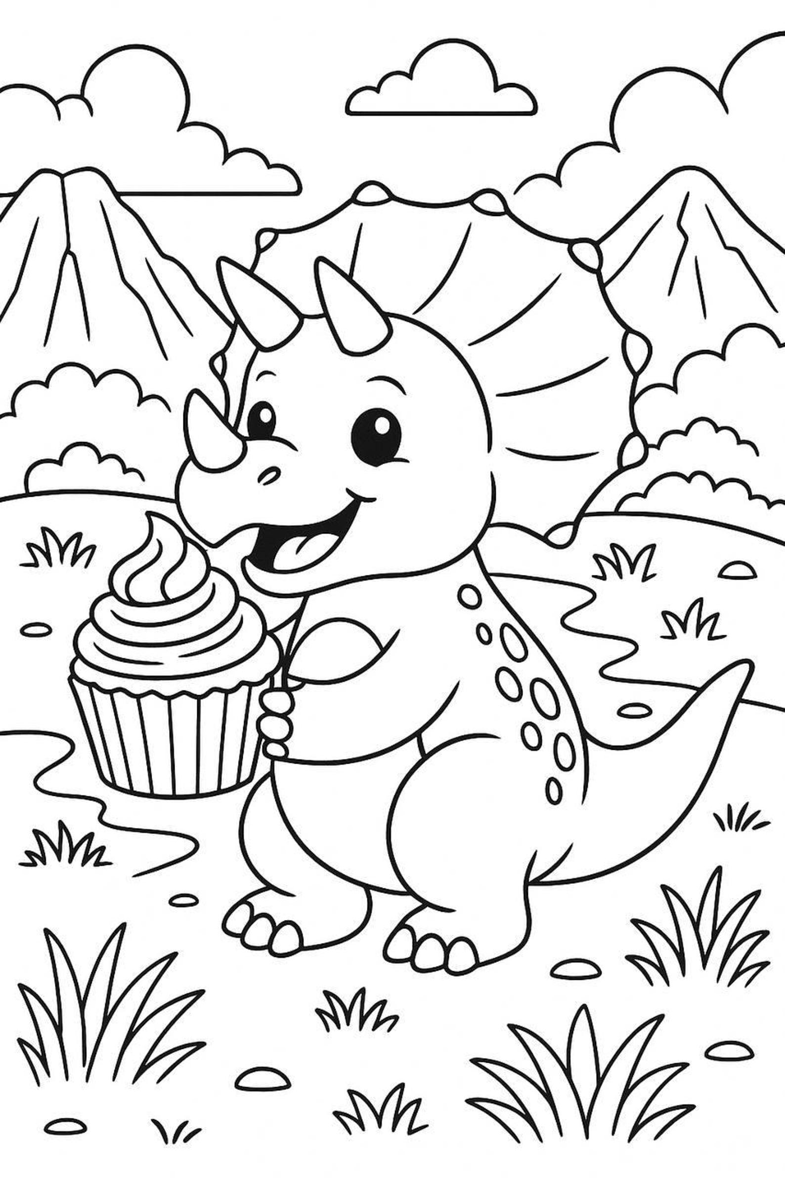 Dino &amp; Food Coloring Pages for Kids – Fun Printable Dinosaur Activity ...