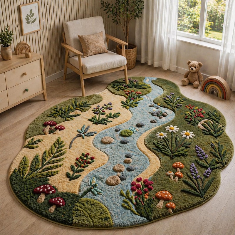 Green Nature Nursery Rug - Etsy