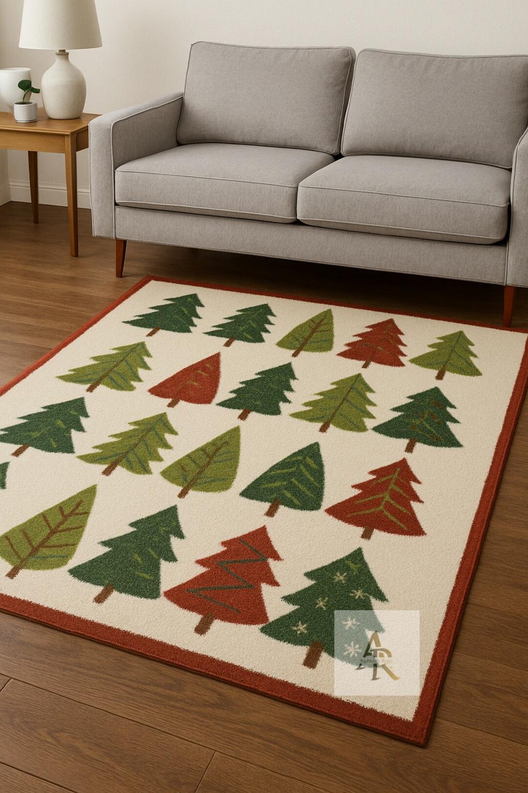 Forest Tree Hand-tufted Wool Rug – Nature Inspired Living Room Carpet ...