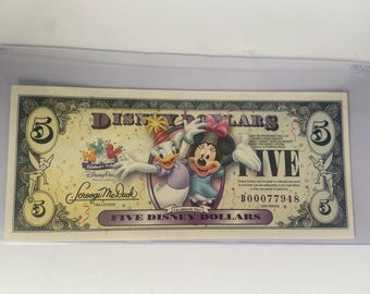 Retired 2009 Uncirculated Celebrate Today 5 Disney Dollars / Minnie and Daisy Disney Dollars / Disney Currency