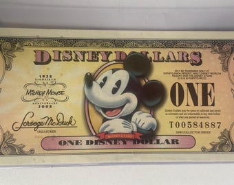 Retired and Uncirculated 2008 Mickey Mouse 1 Dollar Disney Currency / Disney Dollar / Disney Currency / Mickey Mouse