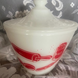 Very Rare Fire King Kitchen Aids Grease Jar / 1950s Fire King / Kitchen Aids / Grease Jars / Vintage Fire King