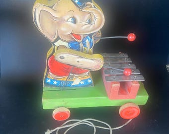 Fisher Price Jumbo Zylophone Wooden Pull Toy / #780 First Fisher Price toy released and only produced in  1937-38