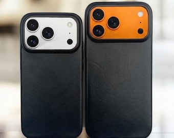 Black iPhone Leather Case | No Plastic | Handmade Vegetable Tanned iPhone Case |  MagSafe Compatible | 12-17