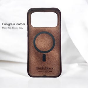 Brown Patina Leather iPhone Case | No Plastic | MagSafe Compatible | Handmade | 12, 13, 14, 15, 16, 16e 17 | Pro, Pro Max, Plus, Air | image 5