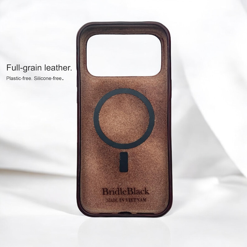 Brown Patina Leather iPhone Case | No Plastic | MagSafe Compatible | Handmade | 12, 13, 14, 15, 16, 16e 17 | Pro, Pro Max, Plus, Air | image 5
