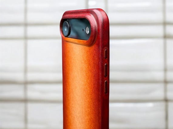 Brown Patina Leather iPhone Case | No Plastic | MagSafe Compatible | Handmade | 12, 13, 14, 15, 16, 16e 17 | Pro, Pro Max, Plus, Air |