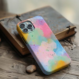 Tough Cases, Colorful Artistic Phone Cover for Her, Unique Vibrant iPhone Case Abstract Colors, Tech Accessory