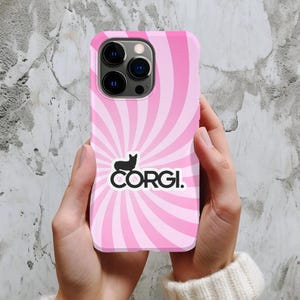 Corgi Phone Case - Cute Pink Spiral Design for iPhone & Samsung - Dog Lover Gift - Fun and Bold Corgi Aesthetic