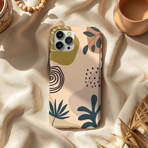 Muted Boho Botanical Phone Case - Abstract Nature-Inspired Design for iPhone & Samsung - Earthy Modern Vibe