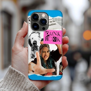 Punk Rock Collage Tough Phone Case - Edgy Riot Grrrl Style for iPhone & Samsung - Bold Alt Aesthetic