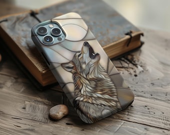 Lone Wolf-telefoonhoesje: mystieke dierenkunst