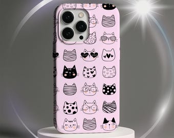 Funda para teléfono con diseño de gato kawaii: gatito rosa pastel - iPhone y Samsung