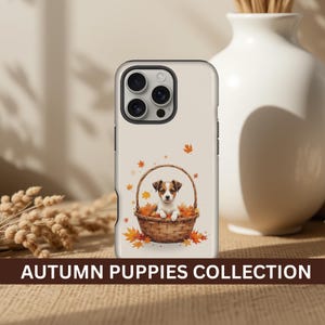Jack Russell Puppy Phone Case: Autumn Basket Dog Lover Gift