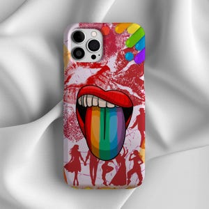 Retro Pop Art Rainbow Lips Phone Case: iPhone, Galaxy, Pixel