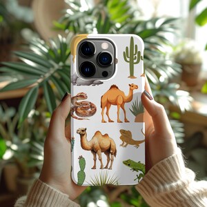 Desert Life Tough Handyhülle - Kamel-Schlange- & Kaktus-Kunst in warmen Wüstenfarben