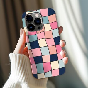 Gewellte Retro Fliesen - Pastell Karo robuste Handyhülle