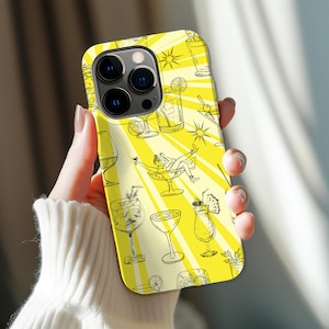 Cocktail Hour - Gelbe Retro Drinks Sketch Robuste Telefonhülle