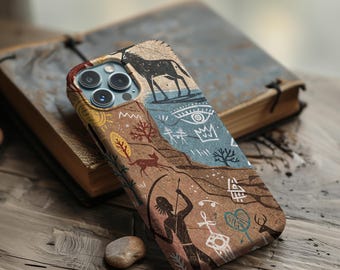 Neo-expressionism Style Phone Case: Tribal Cave Art Design