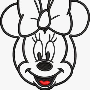 Minnie Mouse Embroidery Design – Machine File in 4 Sizes (4x4 to 7x7) – PdF, DST, EMB, PES Formats – Instant Download