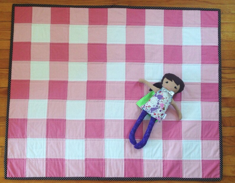 Pink Gingham Baby Girl Quilt. Feminine Classic and Cozy. Etsy