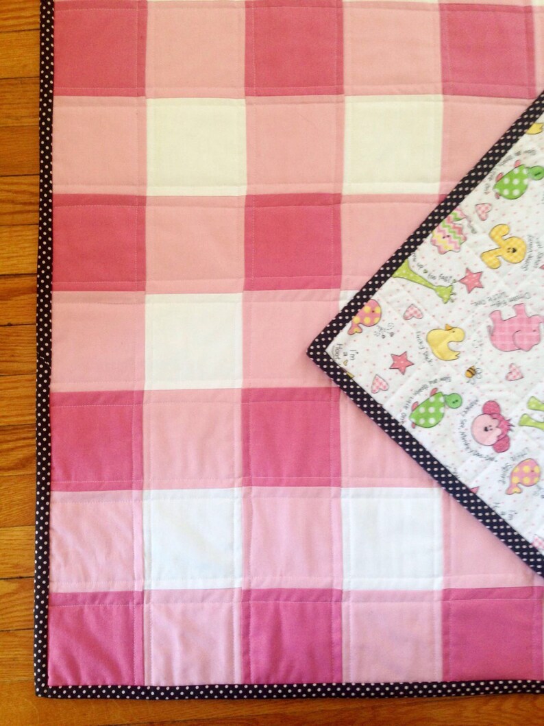 Pink Gingham Baby Girl Quilt. Feminine Classic and Cozy. Etsy