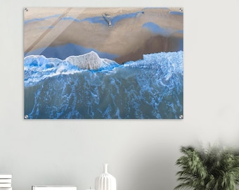 Aerial Beach Photography, Acrylic Print Ocean Wave Print, Coastal Wall Art, Beach House Decor, Minimalist Coastal