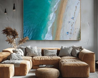 Emerald Coast Shoreline Canvas Print, Aerial Coastline Print, Coastal Photography