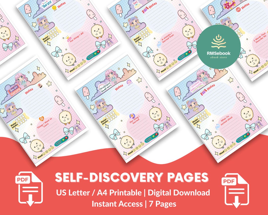 Printable Self Discovery Planner | Kawaii Theme | Mindfulness ...