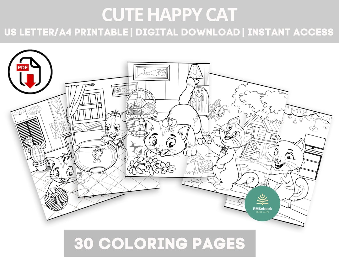 Cat Coloring Pages – 30 Printable Sheets for Kids | Adorable Cat Art ...