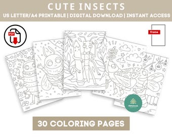 Insect Coloring Pages | Bug Printable Activity for Preschool Learning | Educational PDF for Children