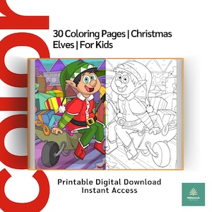 30 Pages Christmas Elves Coloring Pages For Kids | Printable PDF