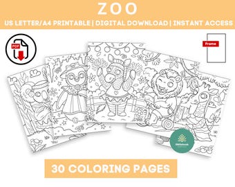 Zoo Animal Coloring Pack | Simple Coloring for Kids | Printable Preschool & Kindergarten PDF