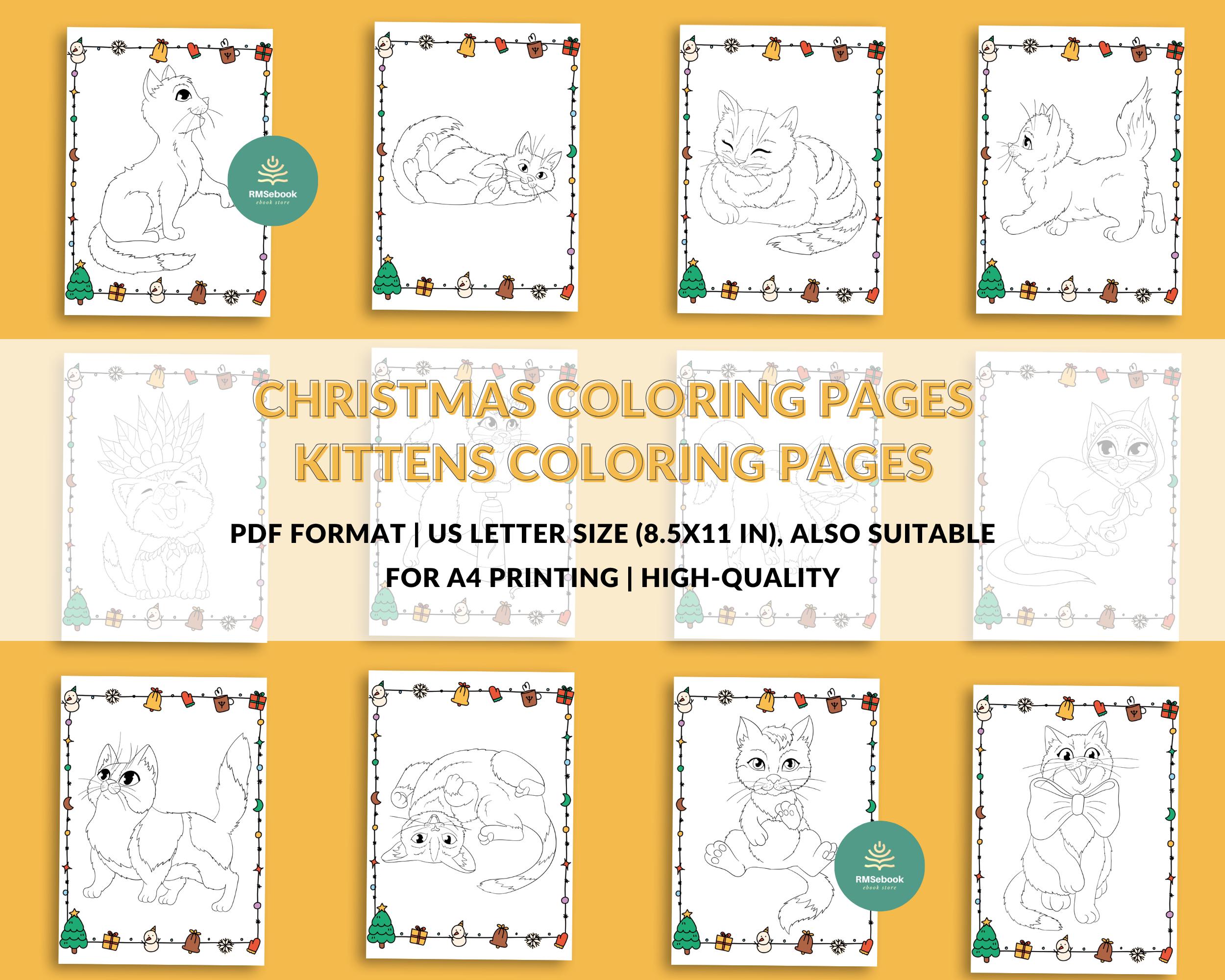 Kittens Coloring Pages | Holiday Cat Coloring Book | Fun Printable ...