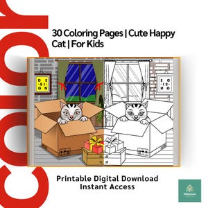 Cute Cat Coloring Pages – 30 Printable Sheets for Kids | Adorable Cat Art | Digital PDF Download