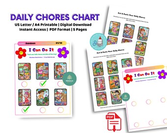 毎日のルーティン表 | 写真付き印刷可能な家事表 | 幼稚園の課題オーガナイザー | スクリーンフリーアクティビティ