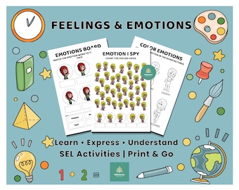 Gefühle und Emotionen Arbeitsblätter für Kinder | Soziale und emotionale Lernaktivitäten | Vorschule druckbare PDF
