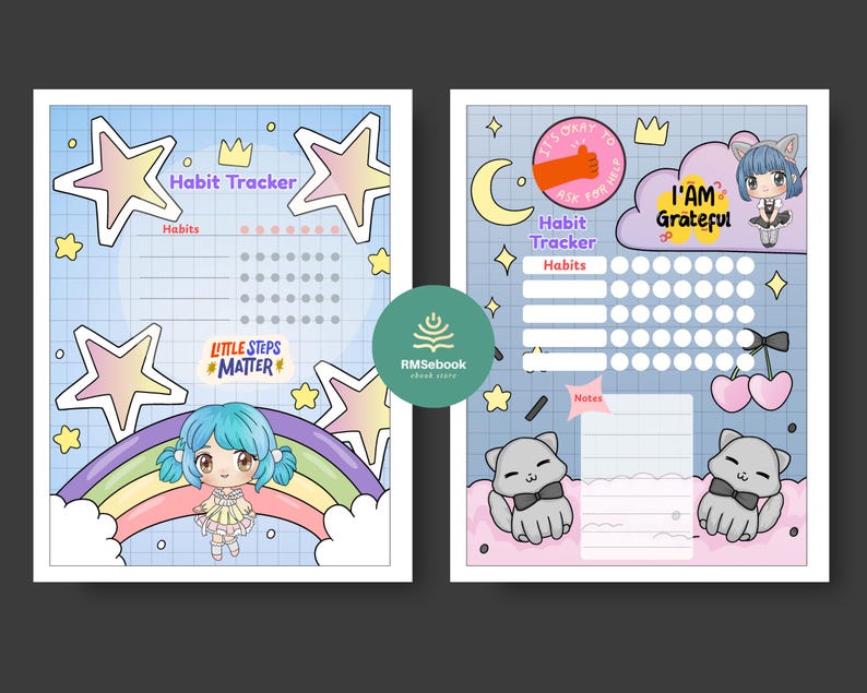 Kawaii Routine Printable Habit Tracker for Girls | Adorable Kawaii Theme | Daily ...