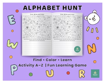 Alphabet Jagd Arbeitsblätter für Kinder | A–Z Buchstabensuche Aktivität | Vorschule ABC druckbare PDF