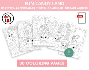 Candy Land Coloring Pages for Kids | Sweet Printable Activity | Fun Candy Theme PDF Download