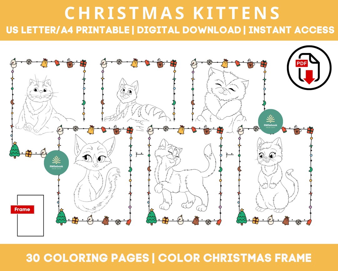 Kittens Coloring Pages | Holiday Cat Coloring Book | Fun Printable ...