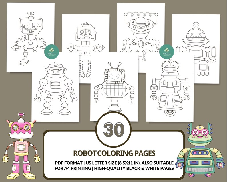Robot Coloring Pages for Kids | Fun Printable Activity for Preschool ...