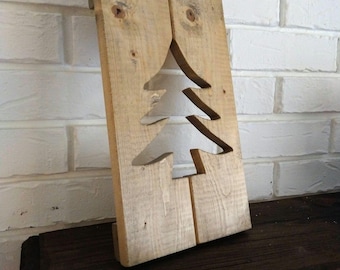 Rustic Wood Tree Wall Decor - Christmas Decoration, Farmhouse Christmas Decor, Wall Decor, Wood Christmas Tree, Rustic Winter Decor