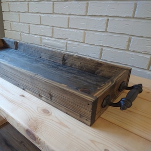 Rustic Wood Table Runner Tray with Handles, Farmhouse Tray, Cocktail Tray, Couch Tray, Ottoman Tray, Serving Tray, Table Centerpiece