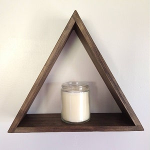 Triangle Shelf Tobacco Brown, Rustic, Teepee Shelf, Shadowbox Shelf, Floating Shelf, Triangle, Farmhouse, Country Shelf, Wall Decor image 2