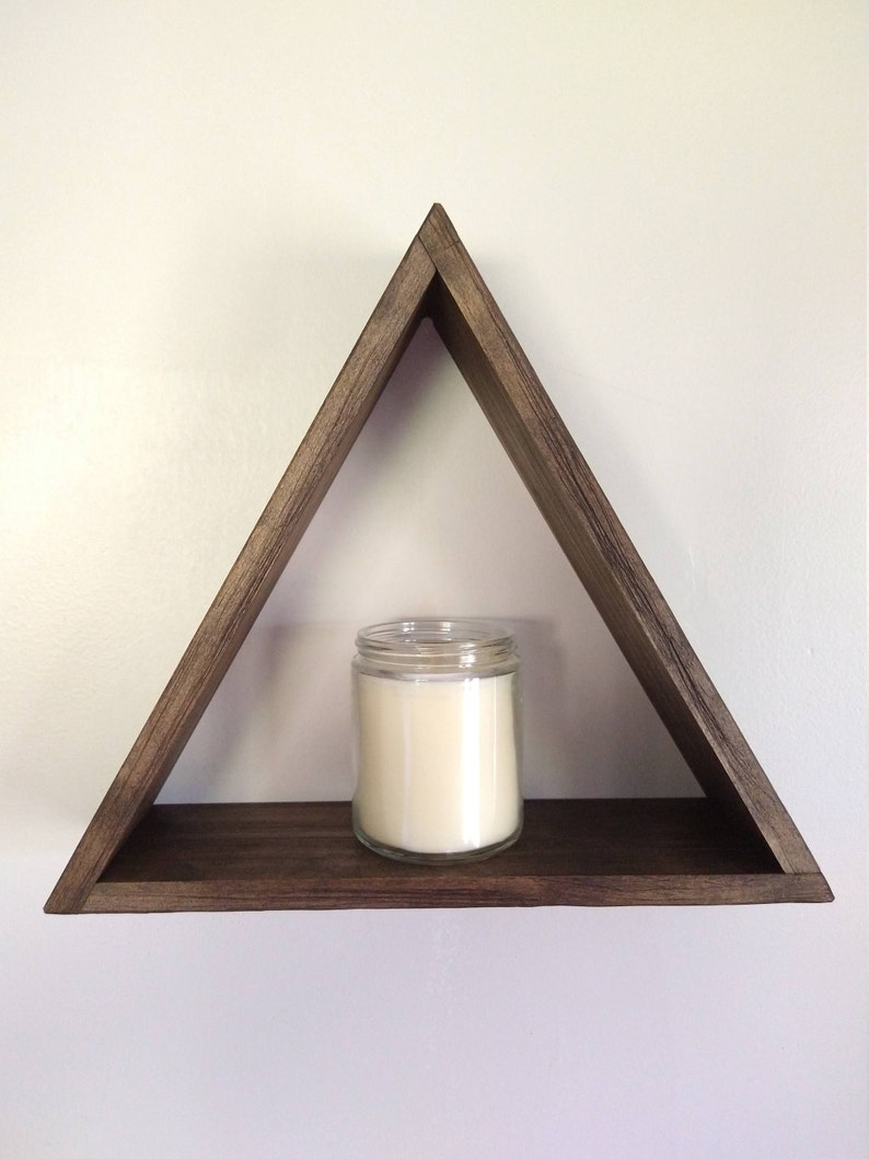 Triangle Shelf Tobacco Brown, Rustic, Teepee Shelf, Shadowbox Shelf, Floating Shelf, Triangle, Farmhouse, Country Shelf, Wall Decor image 2