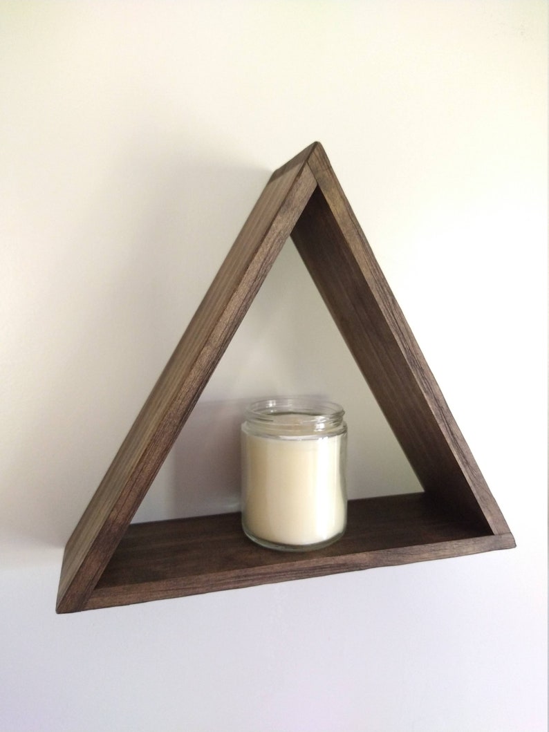 Triangle Shelf Tobacco Brown, Rustic, Teepee Shelf, Shadowbox Shelf, Floating Shelf, Triangle, Farmhouse, Country Shelf, Wall Decor image 1