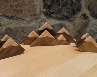 Set of Rustic Mountain Snow Capped Wood Business Card Display Holders - Mountain Series Collection