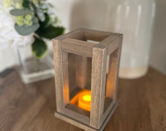 Rustic Mini Tealight Lantern, Smoky Gray Wood Lantern, Home Decor, Accent Lighting, Farmhouse, Country, Tealight Holder
