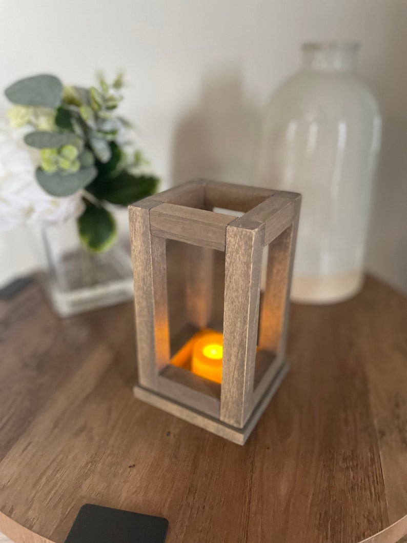 Rustic Mini Tealight Lantern, Smoky Gray Wood Lantern, Home Decor, Accent Lighting, Farmhouse, Country, Tealight Holder image 1